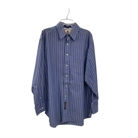 Tommy Hilfiger Dress Shirt Mens 15 1/2 32-33 Used Blue Striped - Picture 1 of 12